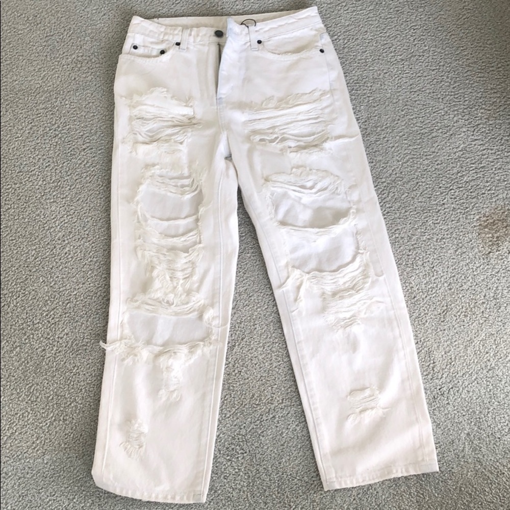 LF White ripped boyfriend jeans